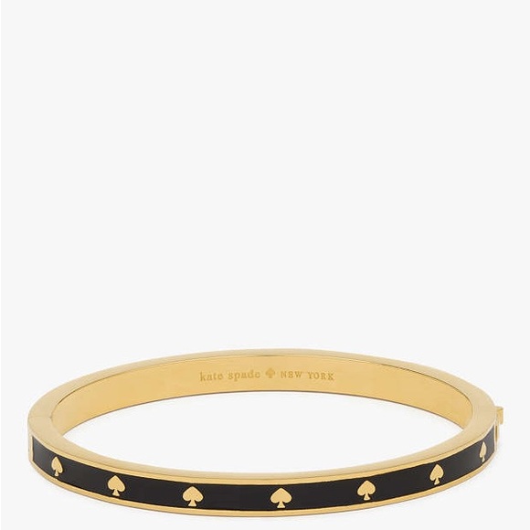 kate spade Jewelry - Kate Spade “spot the spade” Black and Gold Bangle Bracelet